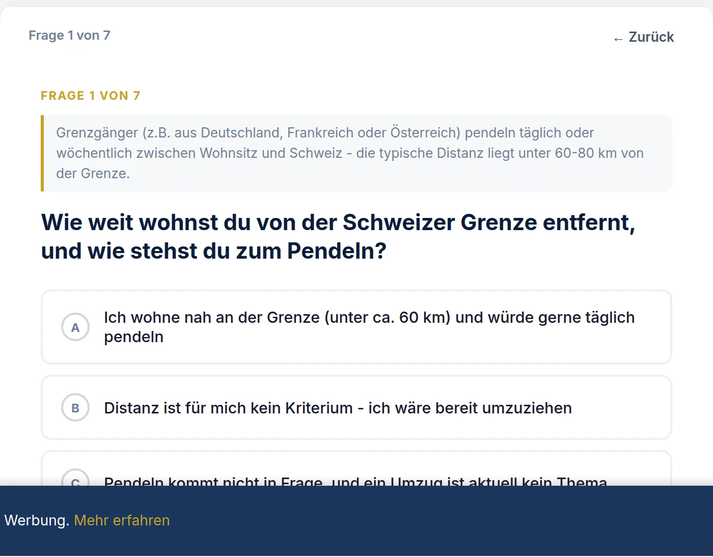 Grenzgänger Quiz: Umzug oder Bleiben Entscheidungshilfe
