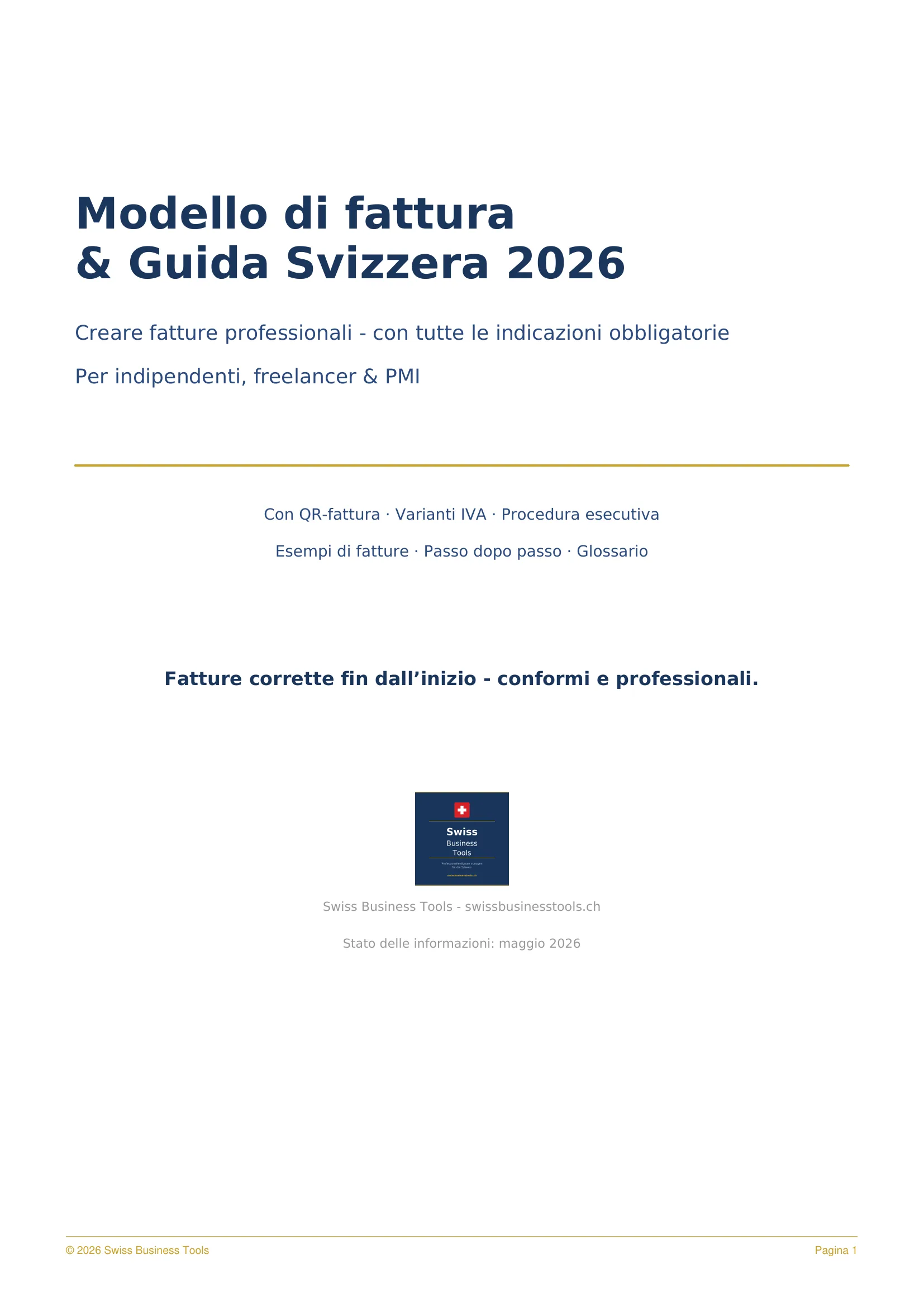 Modello fattura Svizzera - Fatture professionali con IVA e QR