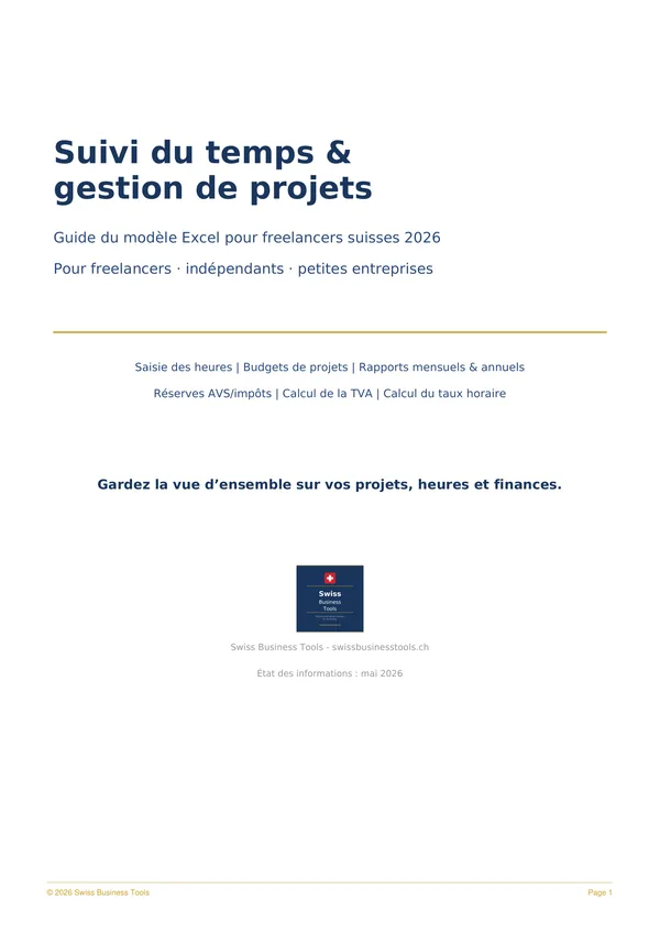 Suivi du temps Suisse Excel - aperçu pour indépendants